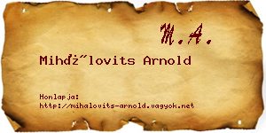Mihálovits Arnold névjegykártya