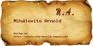 Mihálovits Arnold névjegykártya