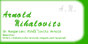 arnold mihalovits business card